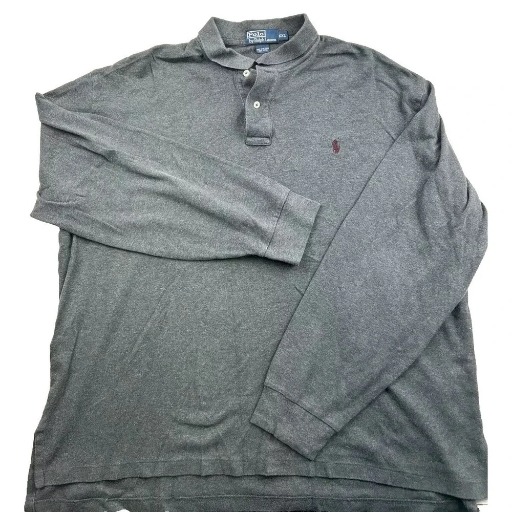 Vintage Polo Ralph Lauren Long Sleeve Gray Shirt Mens XXL Pony Logo‎